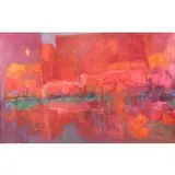 Florence Hasenflug, Arizona Sunset, Oil on Canvas "Arizona Sunset"