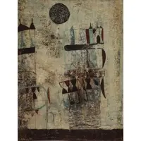 Bene Fili Influssi Dell'astro Sulle Torri. by Gustavo Foppiani, Oil on Wood, sold Jan 2016