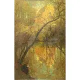 Emiel Jacques, Fisherman in in Wooded Landscape, Oil on Canvas