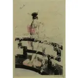 Geisha on a Bridge by Louis Icart, Color Etching "Geisha on a Bridge", sold Apr 2016