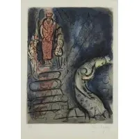 Marc Chagall, Ahasuerus Sends Vashti Away, Color Lithograph "Ahasuerus Sends Vashti Away", 1960 from "Drawings for the Bible"