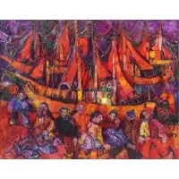 Raya Sorkine, Les Pecheurs Hollendais, Oil on Canvas