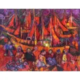 Raya Sorkine, Les Pecheurs Hollendais, Oil on Canvas