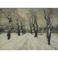 Jakob Koganowsky, Winter Landscape, Oil on Board