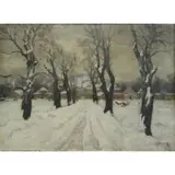 Jakob Koganowsky, Winter Landscape, Oil on Board