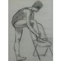 Isaac Soyer, Dancer, Charcoal on Paper