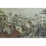 Charles Levier, Parisian Rooftops, Oil on Canvas