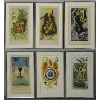 Salvador Dalí, Ten of Staves, Complete set of six lithographs, published by Lyle Stuart