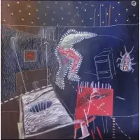 Michael Lotenero, Surreal Interior Scene with Figure, Oil on Canvas