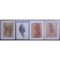 Johannes Olsson, Johannes Olsson (Scandinavian, b.1945), Four 1972 Cubist Figural Pastels All signed and dated 1972 lower right