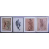 Johannes Olsson, Johannes Olsson (Scandinavian, b.1945), Four 1972 Cubist Figural Pastels All signed and dated 1972 lower right