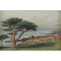 Frances Norris Streit, Coastal Landscape, Oil on Canvas