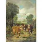 Robert Atkinson Fox, Robert Atkinson Fox (American, 1860 - 1935), Oil on Canvas of Cows in Pasture