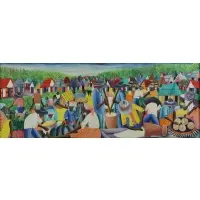 Wilmino Domond, Haitian Village Scene, Oil on Canvas