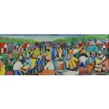Wilmino Domond, Haitian Village Scene, Oil on Canvas