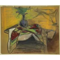 Still Life by Joseph Floch, Oil / Oil Stick on Paper, sold Feb 2016