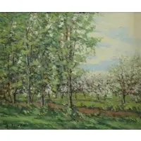 Magi Oliver, Spring Landscape, Oil on Canvas