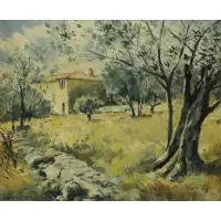 Tony Cardella, Landscape Near Grasse (Southern France), Oil on Canvas "Landscape Near Grasse (Southern France)"