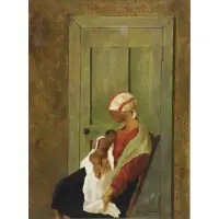 Anthony Jackovich, Woman and Child 1966, Oil on Board