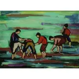 Maxim Bugzester, Clam Diggers, Oil on Board