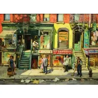 Isaac Holtz, Sunday on Orchard St, Oil on Canvas "Sunday on Orchard St" Signed lower left