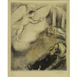 Marc Chagall, Samuel Called by God, Hand Colored Etching "Samuel Called by God" Pl