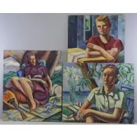 Raymond Wendell, Art Deco Style Portraits, 3 Oils