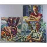 Raymond Wendell, Art Deco Style Portraits, 3 Oils