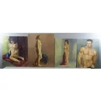 Raymond Wendell, Untitled, 4 Oil on Canvas Portraits of Nudes