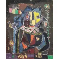 Modernist Owl by Zero Mostel, Oil on Canvas, sold Jan 2016