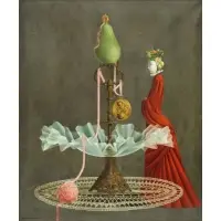 Martín Zerolo, Still Life with Tazza and Masked Figure, Oil on Canvas