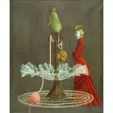 Martín Zerolo, Still Life with Tazza and Masked Figure, Oil on Canvas