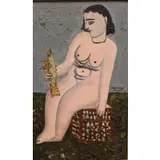 Justine Fuller, Nude with Fish, 1946, Oil on Board