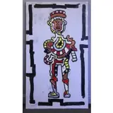 Paolo Corvino, Abstract Figure on Light Gray Background, Oil on Canvas