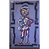 Paolo Corvino, Modernist Figure on Dark Gray Background, Oil on Canvas