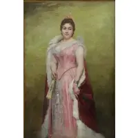 Ferdiand Pitard, Full Length Portrait of an Elegant Woman, Oil on Canvas