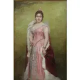 Ferdiand Pitard, Full Length Portrait of an Elegant Woman, Oil on Canvas