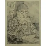 Portrait de l'Artiste by Léonard-Tsuguharu Foujita, Drypoint Etching "Portrait de l'Artiste", sold Dec 2015