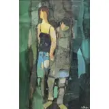 Stefan Lokos, Modernist Figures, Oil on Canvas
