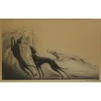 Coursing II by Louis Icart, Color Etching & Aquatint "Coursing II", sold Dec 2015