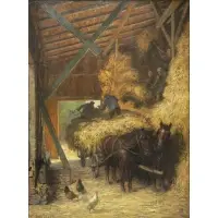 Otto Seeck, Barn Scene, Oil on Canvas