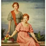 Louis David Vaillant, Sisters with Fruit, Oil on Canvas