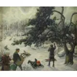 Henry Ernest Schnakenberg, The Sleighing Party, 1926, Oil on Canvas "The Sleighing Party" 1926