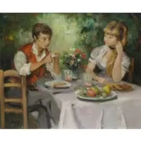 Marcel Dyf, DÃ©jeuner ChampÃªtre, 1970, Oil on Canvas