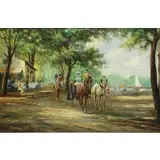 Horst Altermann, Street Cafe with Horse Drawn Carriage, Oil on Canvas
