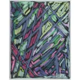 Antonio Corpora, Abstract Composition, Oil and Pastel on Velvet