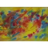 Antonio Corpora, Abstract Composition, Watercolor and Colored Pencil on Paper