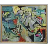 William Kohn, Composition XVI, Abstract Oil on Masonite