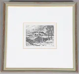 Howard Phipps, Old Sarum in Winter, wood engraving
