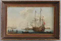 Dutch Galleon With Other Shipping And Figures Off A Coastal Town by Hendrik Frans van Lint, oil on canvas, sold Jun 2026